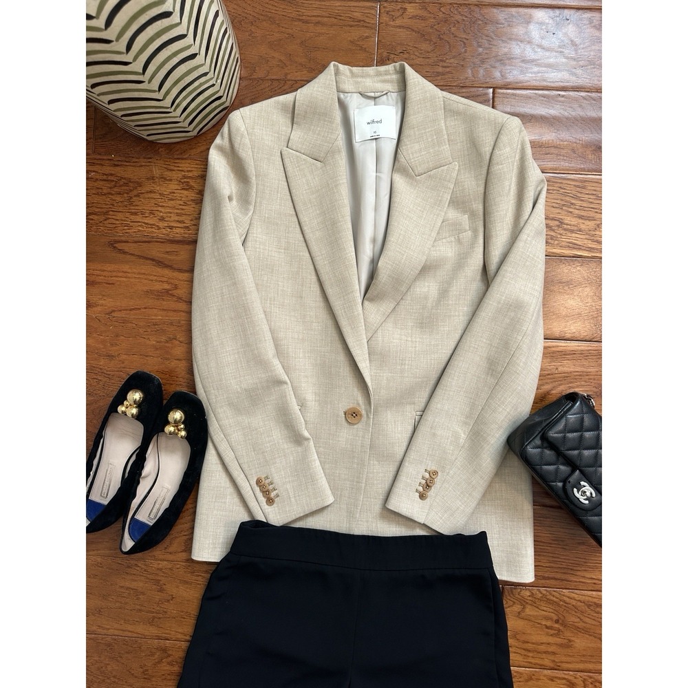 Aritzia Wilfred Flores Blazer Womens XS Heather Oat Beige Single Button Jacket